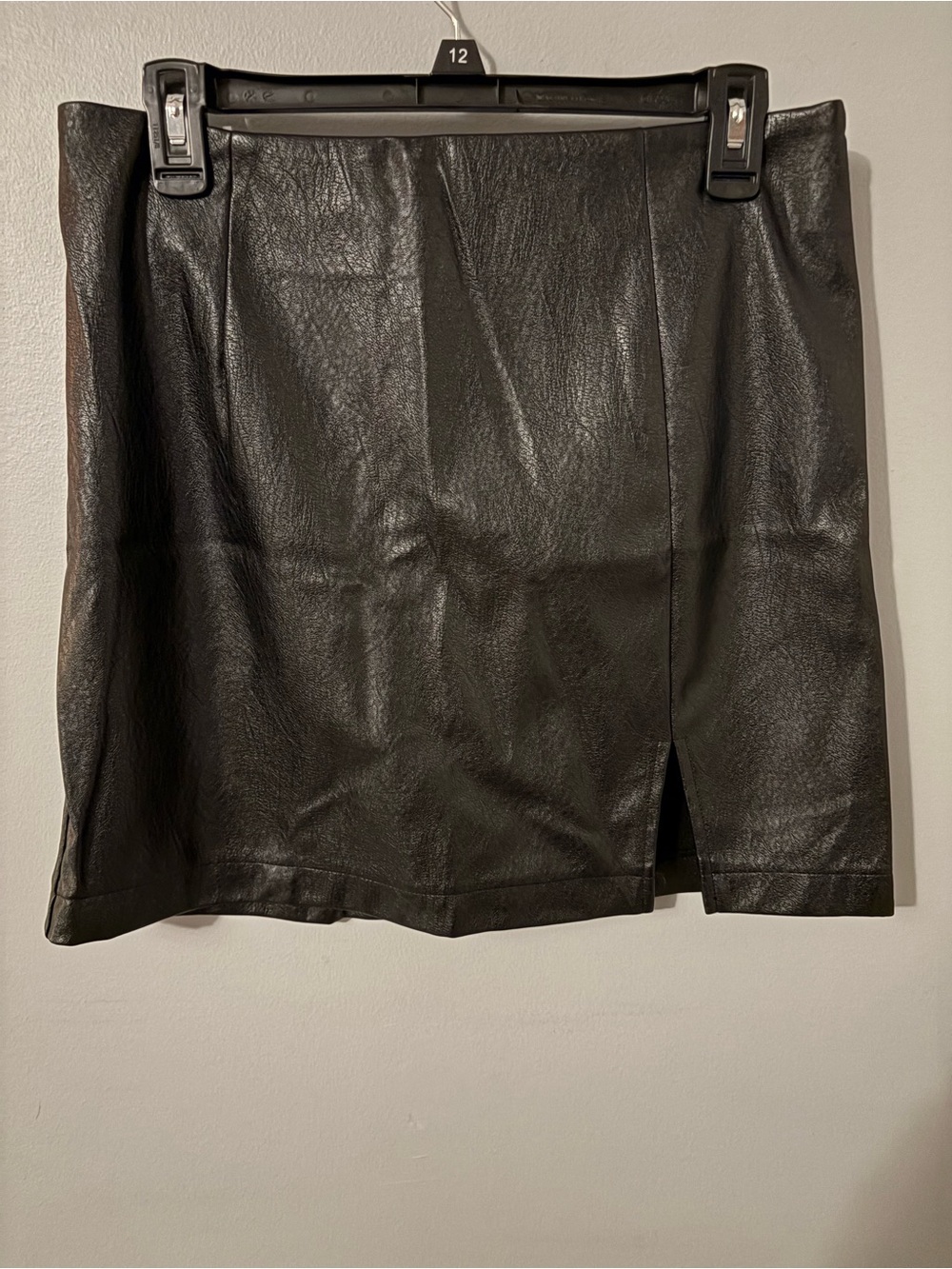 wild fable Black Faux Leather Mini Skirt with Front Slit